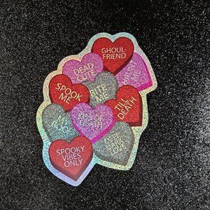Spooky Hearts Die Cut Glitter Vinyl Sticker